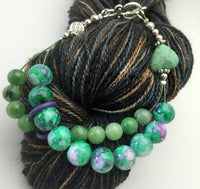 Green Heart Abacus Row Counting Bracelet - Stitch Markers Option