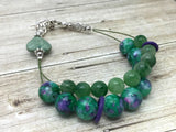 Green Heart Abacus Row Counting Bracelet - Stitch Markers Option