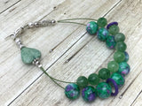 Green Heart Abacus Row Counting Bracelet - Stitch Markers Option