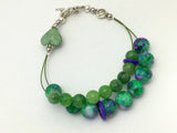 Green Heart Abacus Row Counting Bracelet - Stitch Markers Option