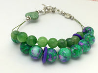 Green Heart Abacus Row Counting Bracelet - Stitch Markers Option