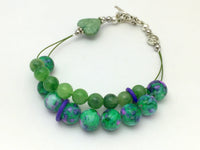 Green Heart Abacus Row Counting Bracelet - Stitch Markers Option