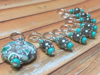 Green Mosaic Stone Stitch Marker Set , Stitch Markers - Jill's Beaded Knit Bits, Jill's Beaded Knit Bits
 - 6