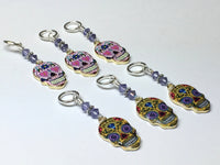 6 Sugar Skull Stitch Markers- Snag Free Beaded Knitting Markers- Gifts for Knitters- Tools- Supplies- Crochet Markers ,  - Jill's Beaded Knit Bits, Jill's Beaded Knit Bits
 - 1
