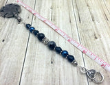 Blue & Grey Yarn Cutter Fob- Yarn Cutter Pendant Lanyard- Beaded Clover Cutter Jewelry Tool ,  - Jill's Beaded Knit Bits, Jill's Beaded Knit Bits
 - 3