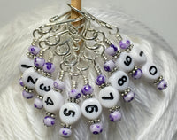 Purple Speckle Numbered Stitch Markers, Removable 1-10 Row Counting Markers for Knitting & Crochet- Gift for Knitters, Open Hook Markers ,  - Jill's Beaded Knit Bits, Jill's Beaded Knit Bits
 - 2