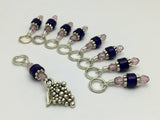 Bunch of Grapes Stitch Marker Set- Gift for Knitters- Purple Knitting Markers , Stitch Markers - Jill's Beaded Knit Bits, Jill's Beaded Knit Bits
 - 3