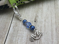 Beaded Dove Zipper Pull Jewelry, Blue Key Chain Charm, Crochet Stitch Marker, Purse Jewelry, Necklace Pendant ,  - Jill's Beaded Knit Bits, Jill's Beaded Knit Bits
 - 2