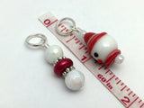 Snowman Stitch Marker Set, Snag Free Red And White Beaded Knitting Markers, Winter Gifts for Knitters ,  - Jill's Beaded Knit Bits, Jill's Beaded Knit Bits
 - 4