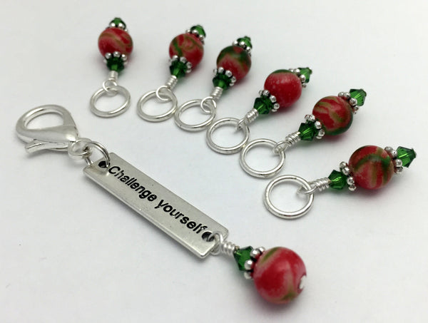 Challenge Yourself Stitch Marker Set- Inspirational Gift for Knitters ,  - Jill's Beaded Knit Bits, Jill's Beaded Knit Bits
 - 1