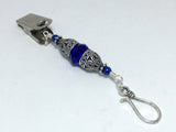 Vintage Cobalt Crystal Portuguese Knitting Pin- Blue Knitting Clip- Gift for Portuguese Knitters- Clip on ID Badge Holder ,  - Jill's Beaded Knit Bits, Jill's Beaded Knit Bits
 - 1