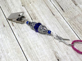 Vintage Cobalt Crystal Portuguese Knitting Pin- Blue Knitting Clip- Gift for Portuguese Knitters- Clip on ID Badge Holder ,  - Jill's Beaded Knit Bits, Jill's Beaded Knit Bits
 - 3