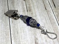 Vintage Cobalt Crystal Portuguese Knitting Pin- Blue Knitting Clip- Gift for Portuguese Knitters- Clip on ID Badge Holder ,  - Jill's Beaded Knit Bits, Jill's Beaded Knit Bits
 - 2