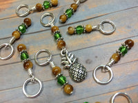 Pineapple Stitch Marker Set | Snag Free Gift for Knitters | Food Knitting Charm | Available Holder Option