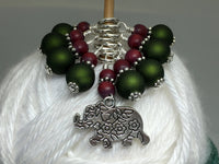 Olive Elephant Knitting Stitch Marker Set