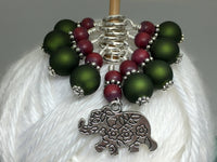 Olive Elephant Knitting Stitch Marker Set