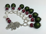 Olive Elephant Knitting Stitch Marker Set