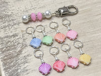 Seashell Stitch Marker Charms with Holder | Snag Free | Knitting Gift