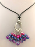 Stitch Marker Necklace for Knitting on Adjustable leather Cord, Includes 7 Knitting Markers