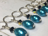 Teal Stitch Marker Set for Knitting with Purse Charm, Gift for Knitters, Snag Free