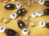 Crystal Teardrop Number Stitch Marker Set for Knitting or Crochet, Progress Keeper, Gift for Knitter