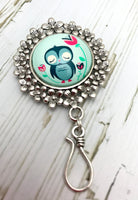 Shy Owl Magnetic Portuguese Knitting Pin, ID Holder, Gift for Knitters, Coworker Gift |