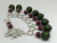 Olive Elephant Knitting Stitch Marker Set