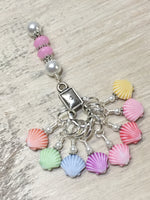 Seashell Stitch Marker Charms with Holder | Snag Free | Knitting Gift