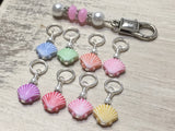 Seashell Stitch Marker Charms with Holder | Snag Free | Knitting Gift