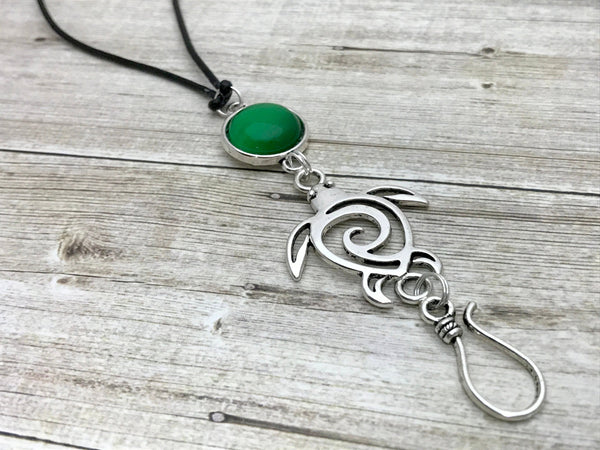 Sea Turtle Portuguese Knitting Necklace |  Adjustable Leather Cord Necklace