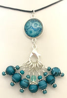 Teal Paisley Stitch Marker Necklace & Snag Free Knitting Markers, Adjustable