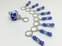 Blue Floral Stitch Marker Set, Gifts for Knitters