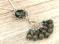 Teal Bird Stitch Marker Necklace | Gifts for Knitters | 7 Snag Free Speckled Stitch Markers | FREE US SHIPPING