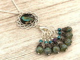 Teal Bird Stitch Marker Necklace | Gifts for Knitters | 7 Snag Free Speckled Stitch Markers | FREE US SHIPPING