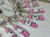 Crochet Hook Letter Stitch Markers and Flower Holder - Multiple Colors