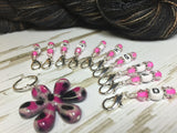 Crochet Hook Letter Stitch Markers and Flower Holder - Multiple Colors