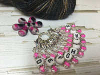 Crochet Hook Letter Stitch Markers and Flower Holder - Multiple Colors