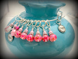 Pink Hope Stitch Marker Bracelet |  Breast Cancer Charm Bracelet