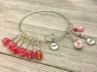 Pink Hope Stitch Marker Bracelet |  Breast Cancer Charm Bracelet