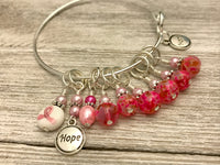 Pink Hope Stitch Marker Bracelet |  Breast Cancer Charm Bracelet