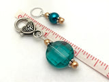 Aqua Gold Stitch Marker Set with Holder | Gift for Knitters | Snag Free Knitting Markers