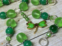 Green Dragonfly Stitch Marker Set, Gifts for Knitters