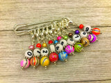 Rainbow Stripe Numbered Stitch Marker Set | Knitters Gift | Removable Progress Keeper