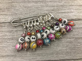 Rainbow Stripe Numbered Stitch Marker Set | Knitters Gift | Removable Progress Keeper