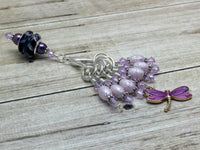 Purple Dragonfly Stitch Marker Holder & Snag Free Knitting Charms