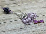 Purple Dragonfly Stitch Marker Holder & Snag Free Knitting Charms