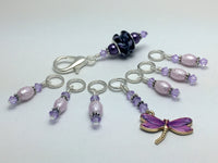 Purple Dragonfly Stitch Marker Holder & Snag Free Knitting Charms