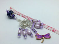 Purple Dragonfly Stitch Marker Holder & Snag Free Knitting Charms