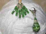Green Swirl Stitch Marker Holder & Snag Free Knitting Charms | Gift for Knitters | Knitting Notions