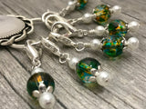 Green Removable Progress Markers, Magnetic Stitch Marker Holder, Kissing Birds, Crochet Stitch Markers, Yarn Markers, Pattern Markers